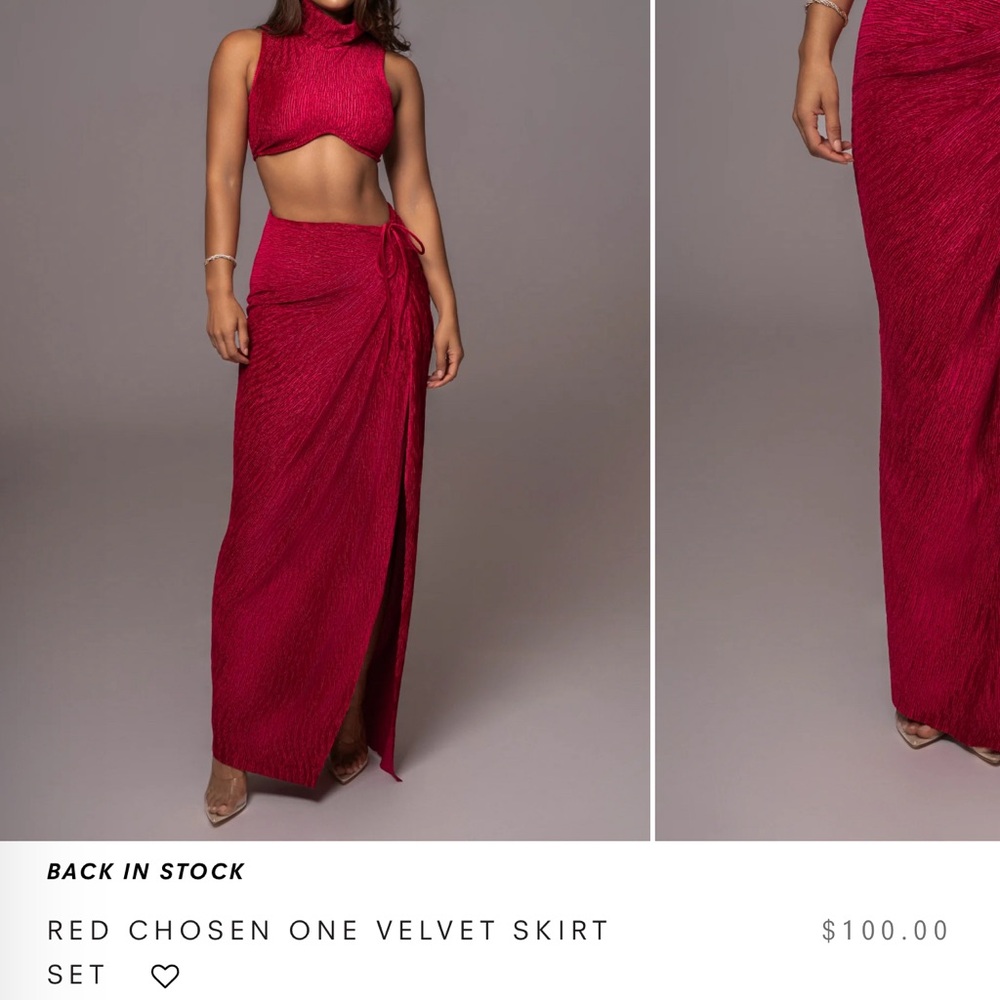 Red Velvet Skirt Set